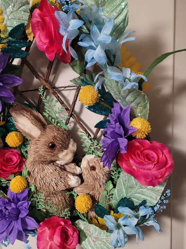 Bunnies in the Flowers Wreath