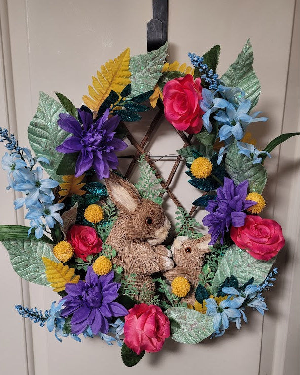 Bunnies in the Flowers Wreath