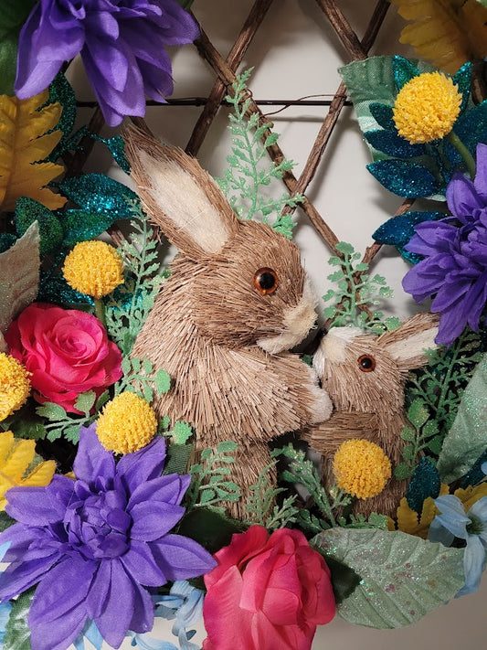 Bunnies in the Flowers Wreath