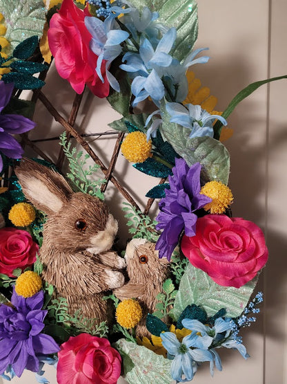 Bunnies in the Flowers Wreath